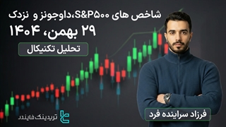 تحلیل شاخص های S&P500، داوجونز و نزدک 29 بهمن 1404 — افت شاخص‌ های آمریکا تحت تأثیر AI [تریدینگ فایندر]