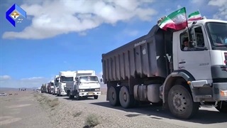رژه کامیون در روستای نوغاب و خور از توابع شهرستان خوسف